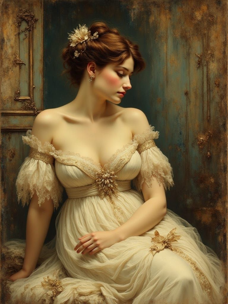 Regency Woman Portrait with Impasto and Tenebrism