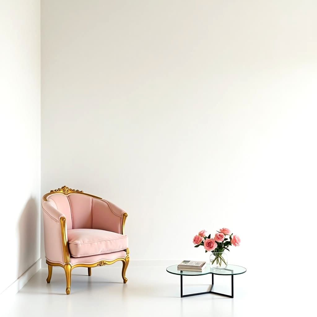 Romantic Golden Chair in Modern White Room