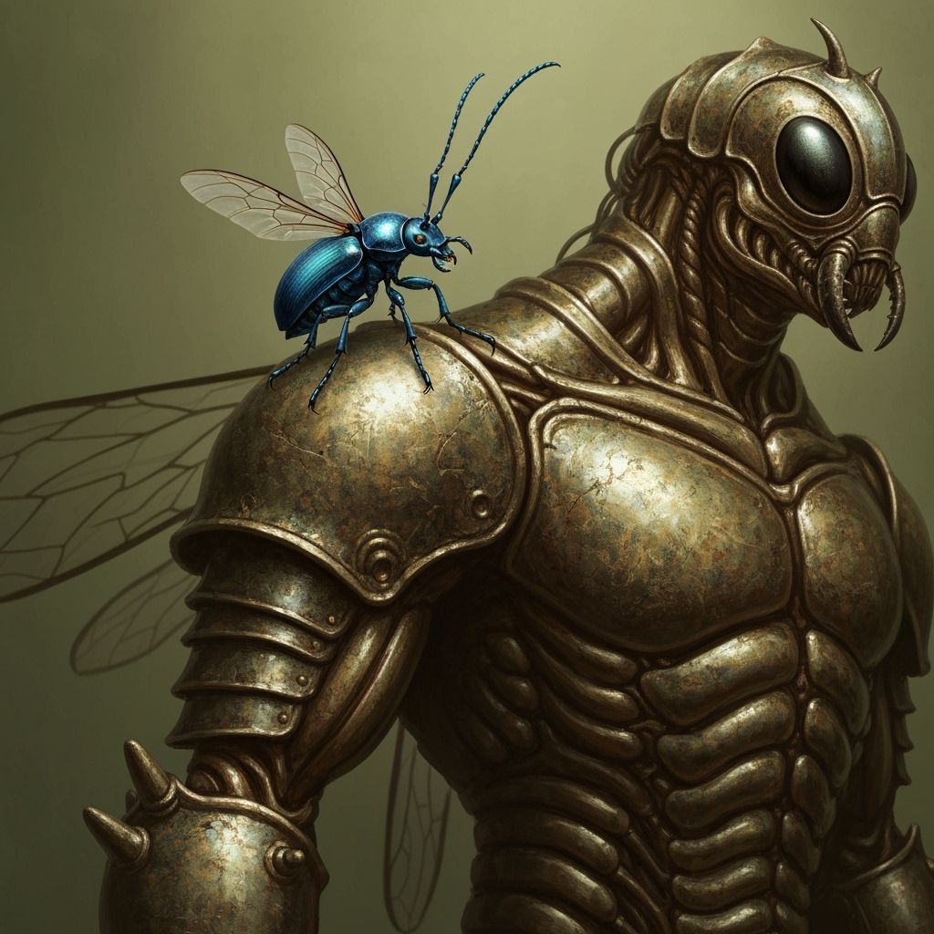 Armored Wasp with Beetle in Giger Biomechanical Style