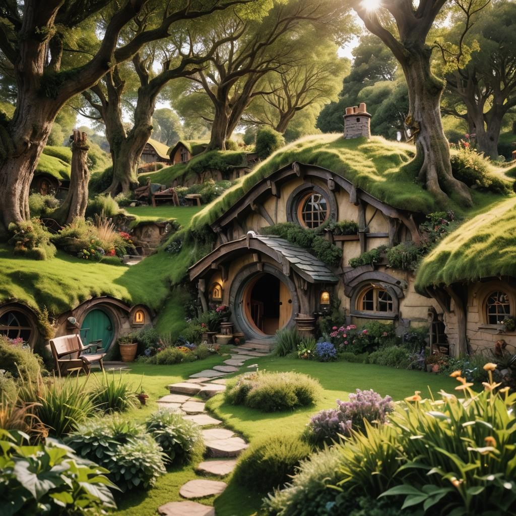 Futuristic Biophilic Hobbit Shire: Professional Photography