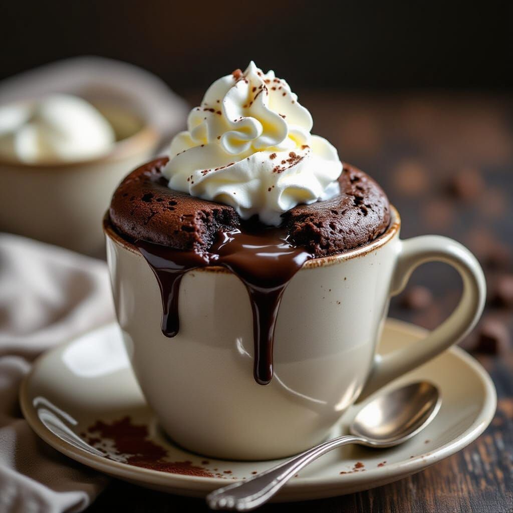 Decadent Chocolate Mug Cake with Ice Cream Topping