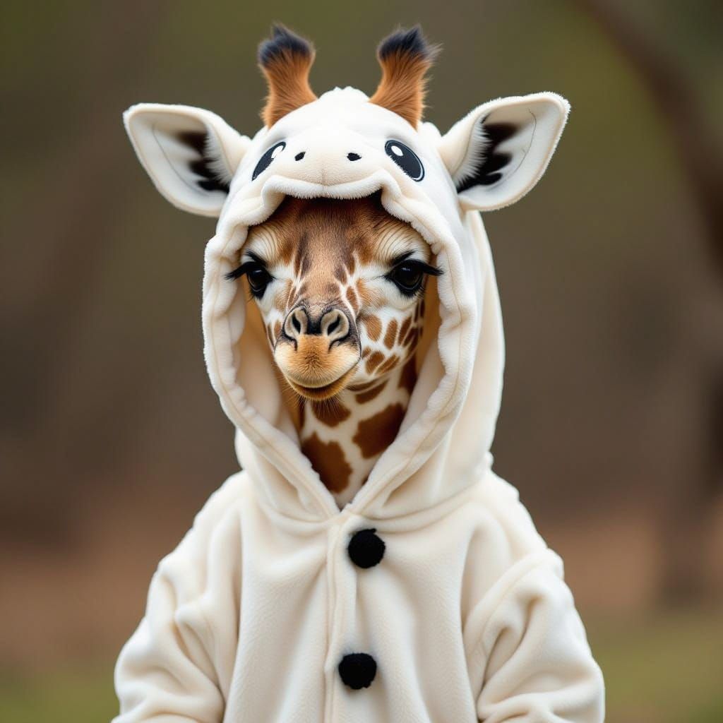 Cute Giraffe in Ghost Costume Realistic