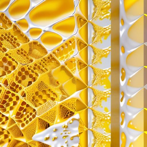 Abstract Glitch Art Honeycomb Palace in Gold