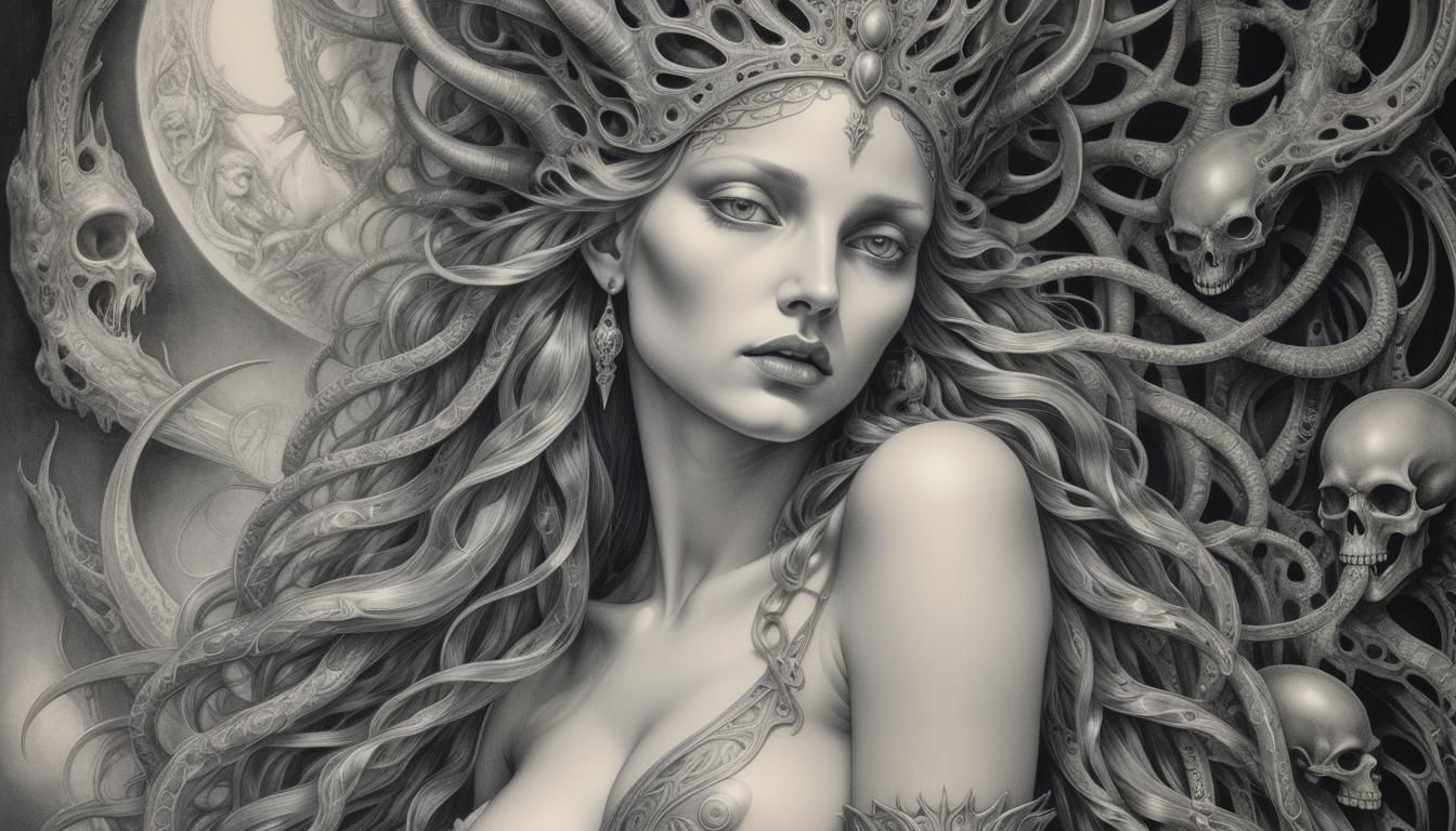 Mystical Semele Portrait in Graphite Shading