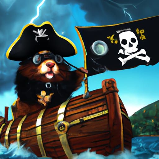 Pirate Guinea Pig on Stormy Seas: Comic Art