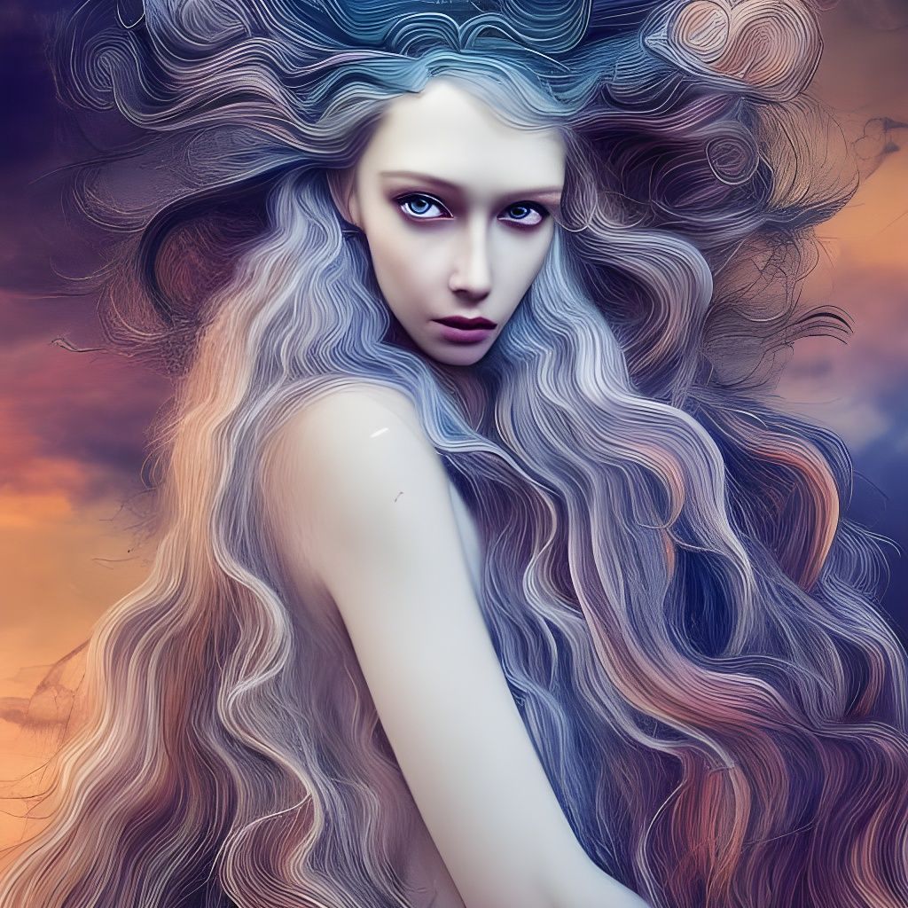 Princess with Cloud Hair in Rich Fantasy Art