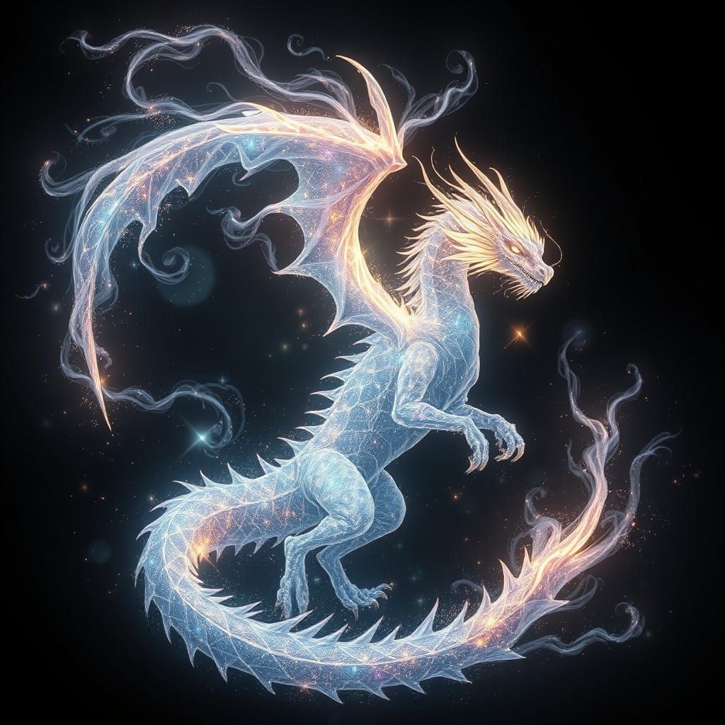 Ethereal Celestial Dragon in Cosmic Splendor