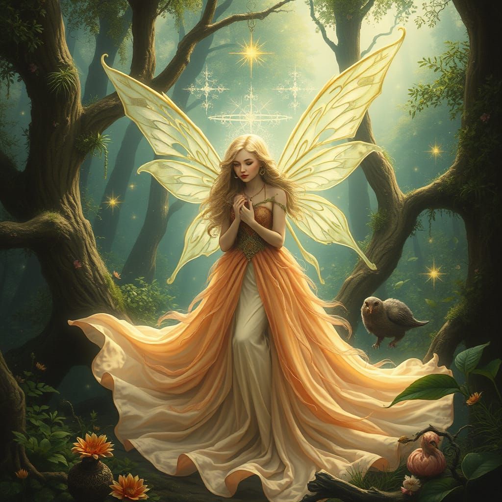 Enchanted Fairy in Mystical Forest Setting