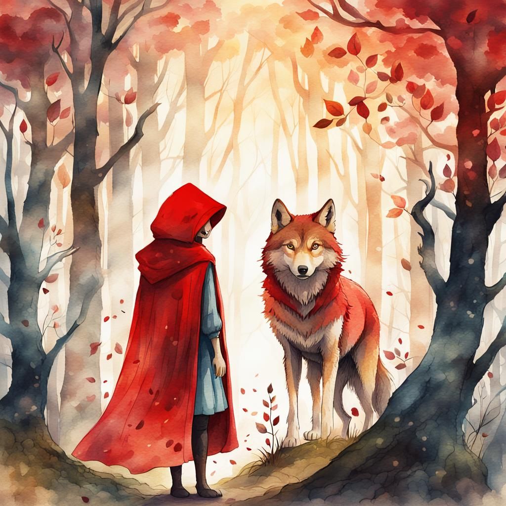 Little Red Riding Hood: Whimsical Watercolor Illustration