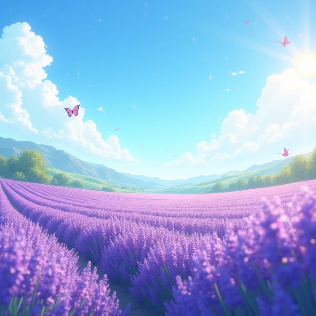 Lavender Field in Crimea: Animated Watercolor Anime Scene