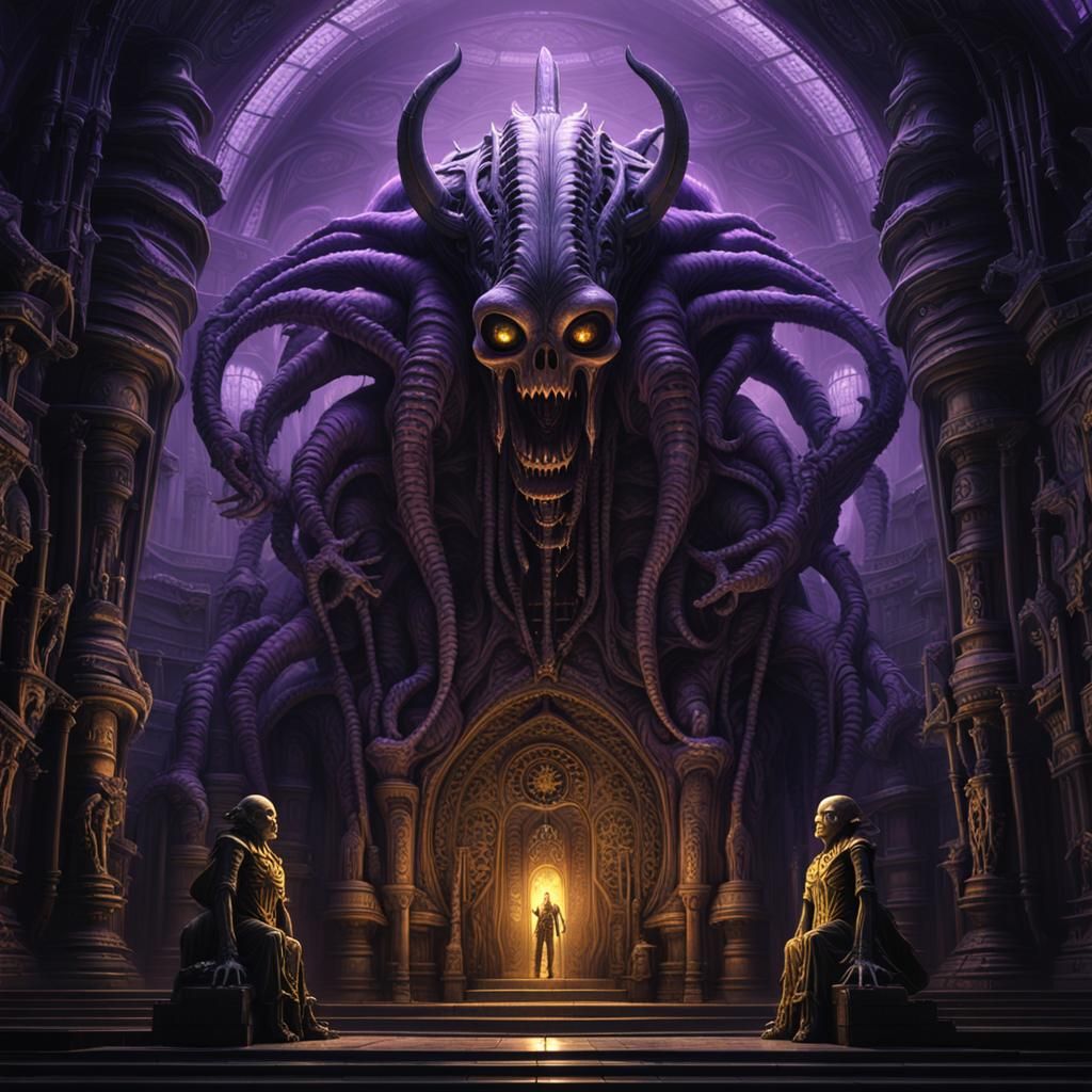 Giger-esque Temple of Cruelty: Dark Fantasy Art