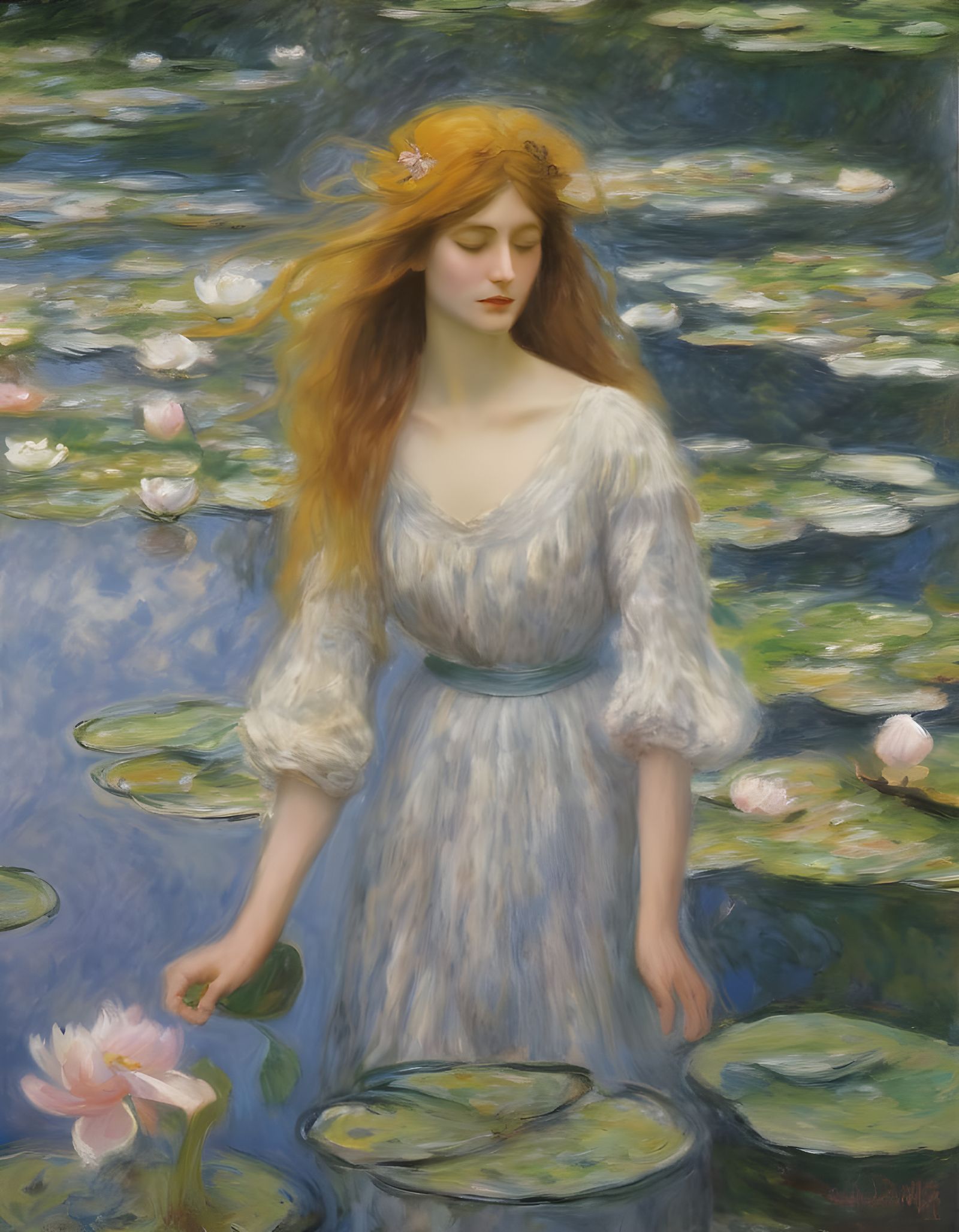 Dreamlike Portrait of a Woman in a Hazy, Golden Light