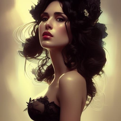 Bride in Lingerie: Detailed Portrait in Artstation Style