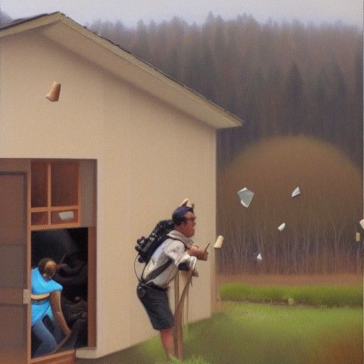 House Under Siege: Oil Painting in Gurney Style