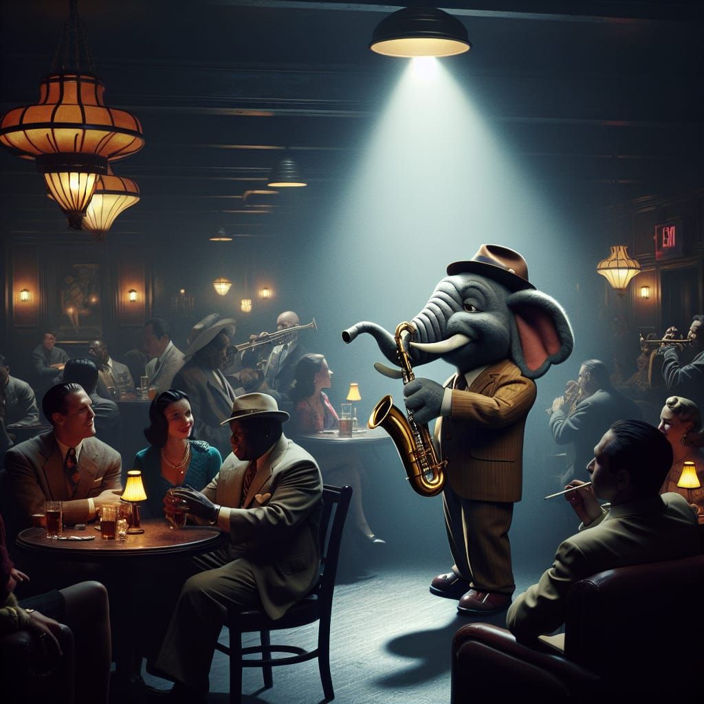 Gerald the Elephant Plays Jazz in 1945 New York