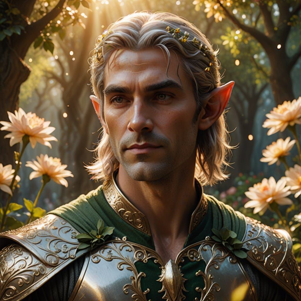 Handsome Elf in Summer Court with Magical Aura