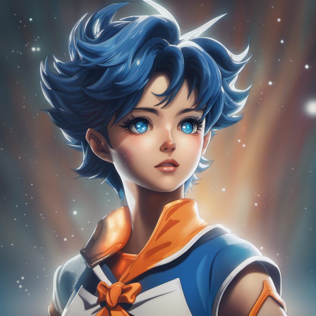 Sailor Mercury as Super Saiyan in Goku Outfit
