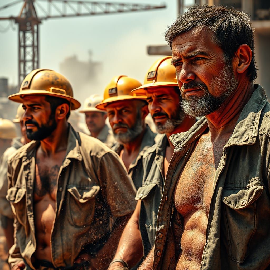 Rugged Construction Workers Under the Scorching Sun