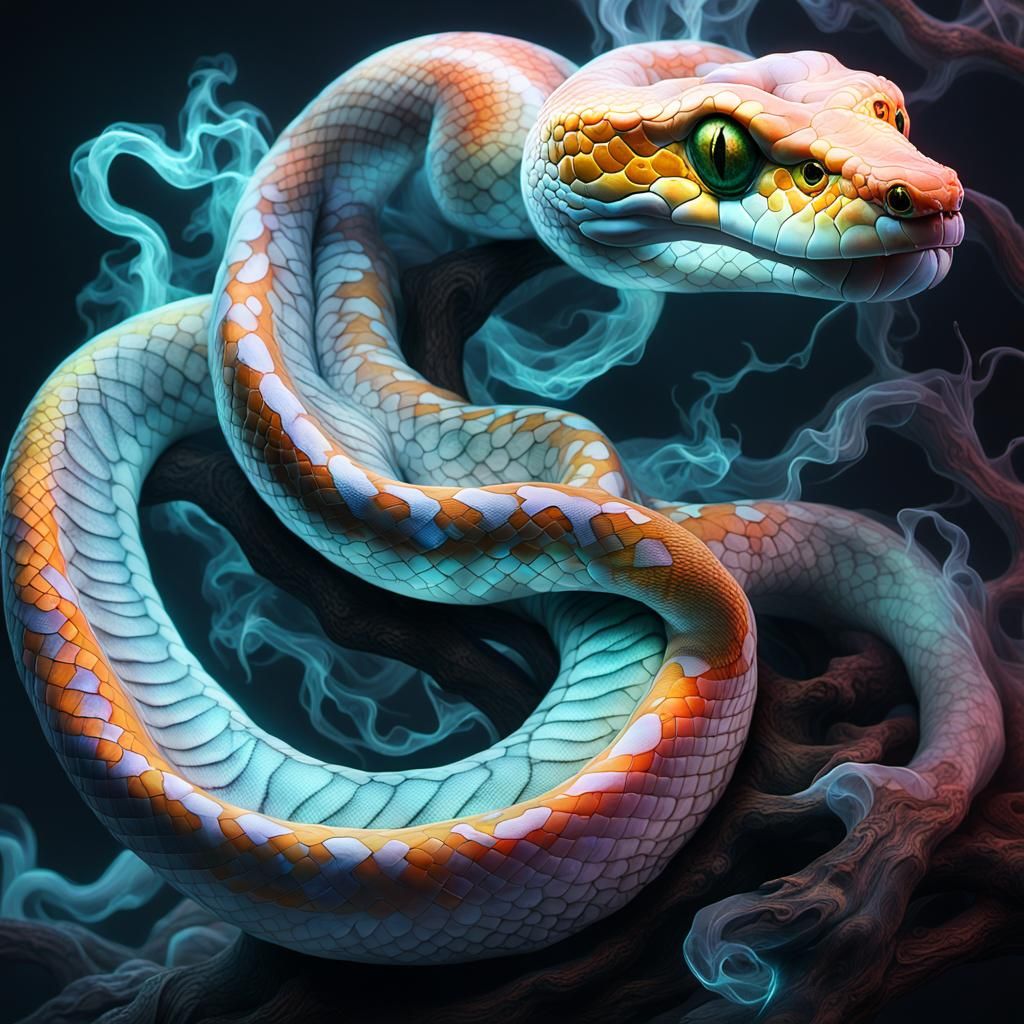 Chemiluminescent Albino Python X-Ray: Intricate Veins