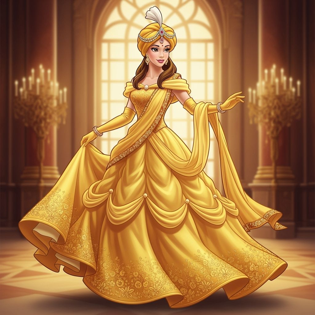 Princess Belle in Indian Lehenga and Turban