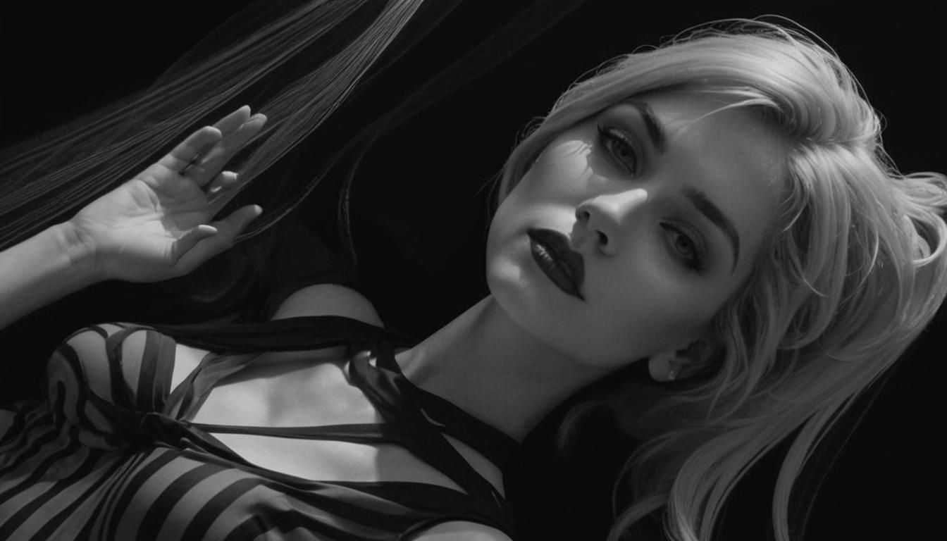 Sad Girl in Night Sky: Cross Hatching Drawing