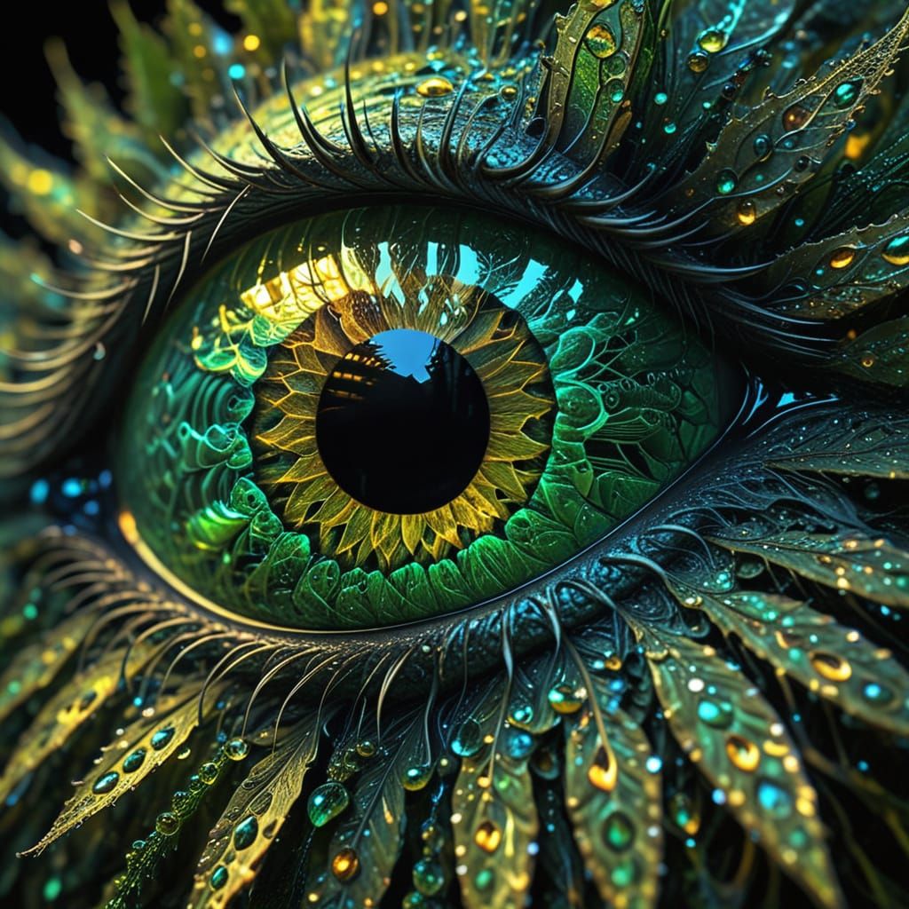 Ethereal Feline Eye in Hyper-Realistic Digital Art