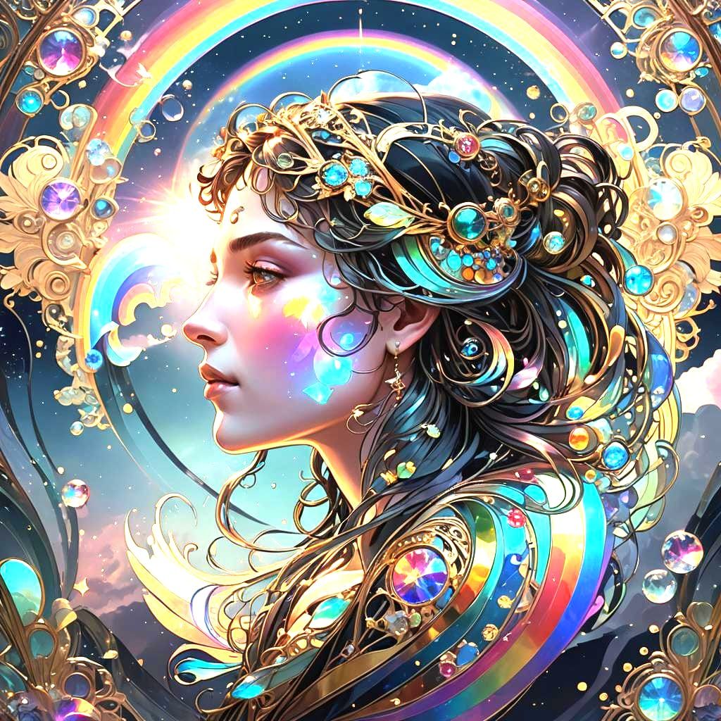 Iridescent Sky Spell in Art Nouveau Style