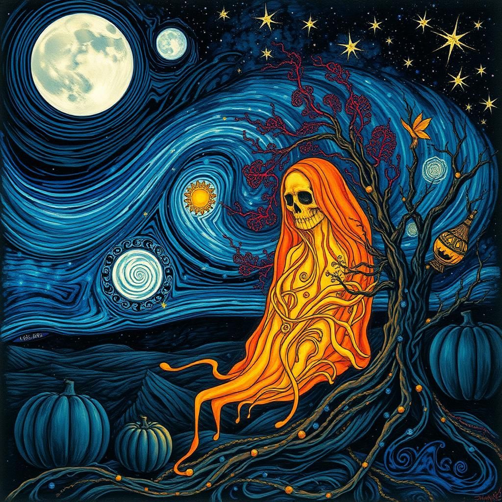 Surreal Halloween Figure in Abstract Style