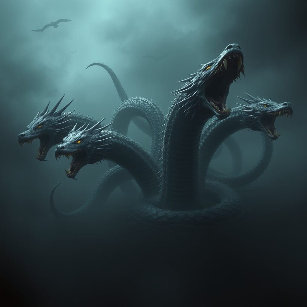 Cyberpunk Serpentine Wolf Hydra Ascending