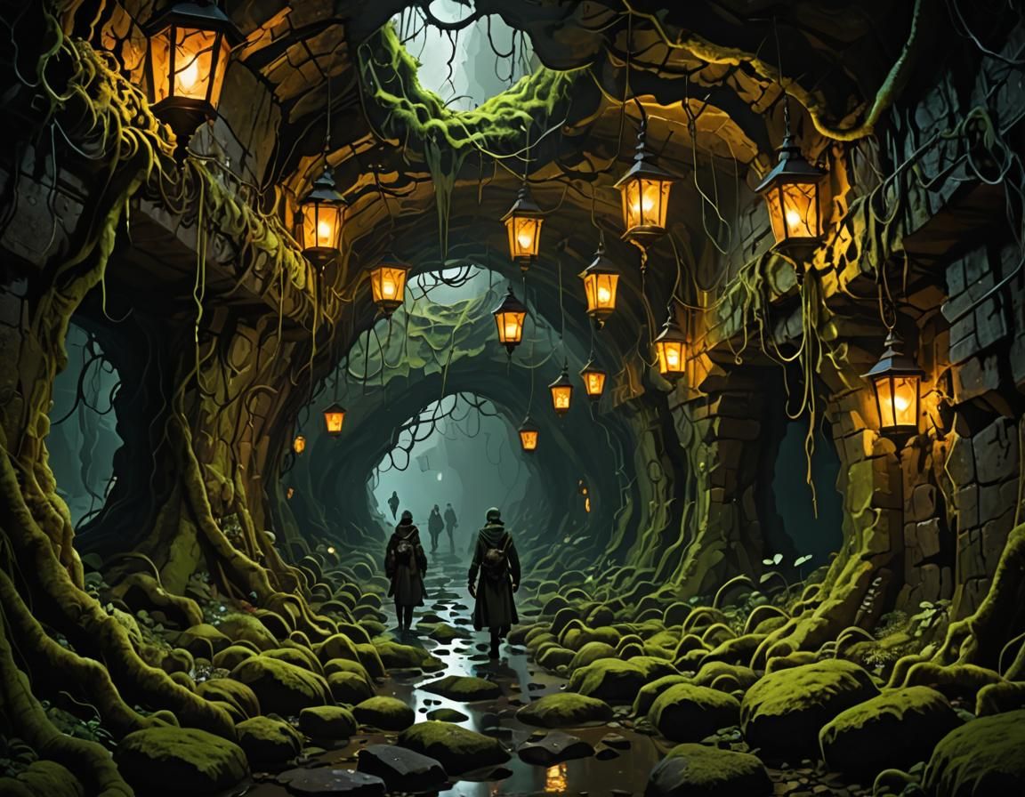 Eldritch Creatures Crawling Through Subterranean Tunnels