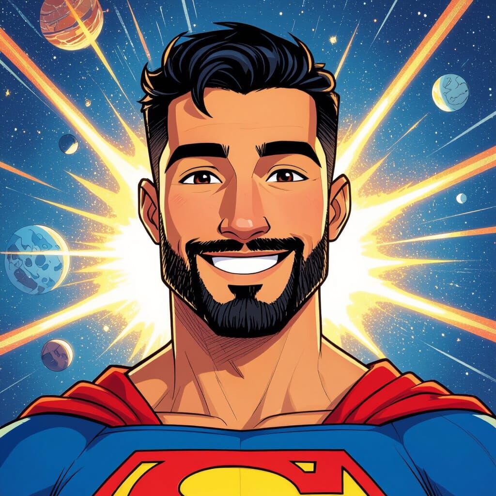 Superman Portrait in Vibrant Impressionist Outer Space