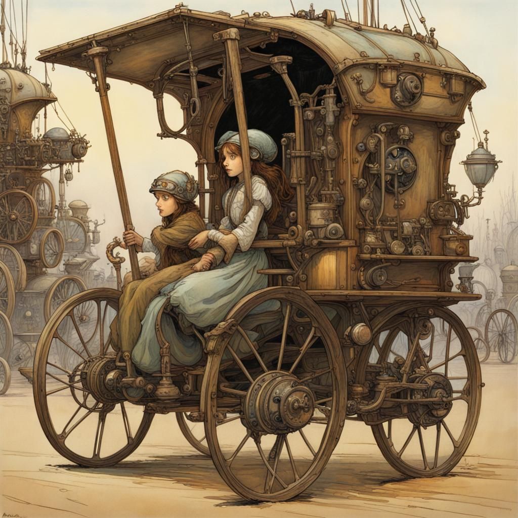 Fantastic Contraption on Wheels in a Theatrical Style