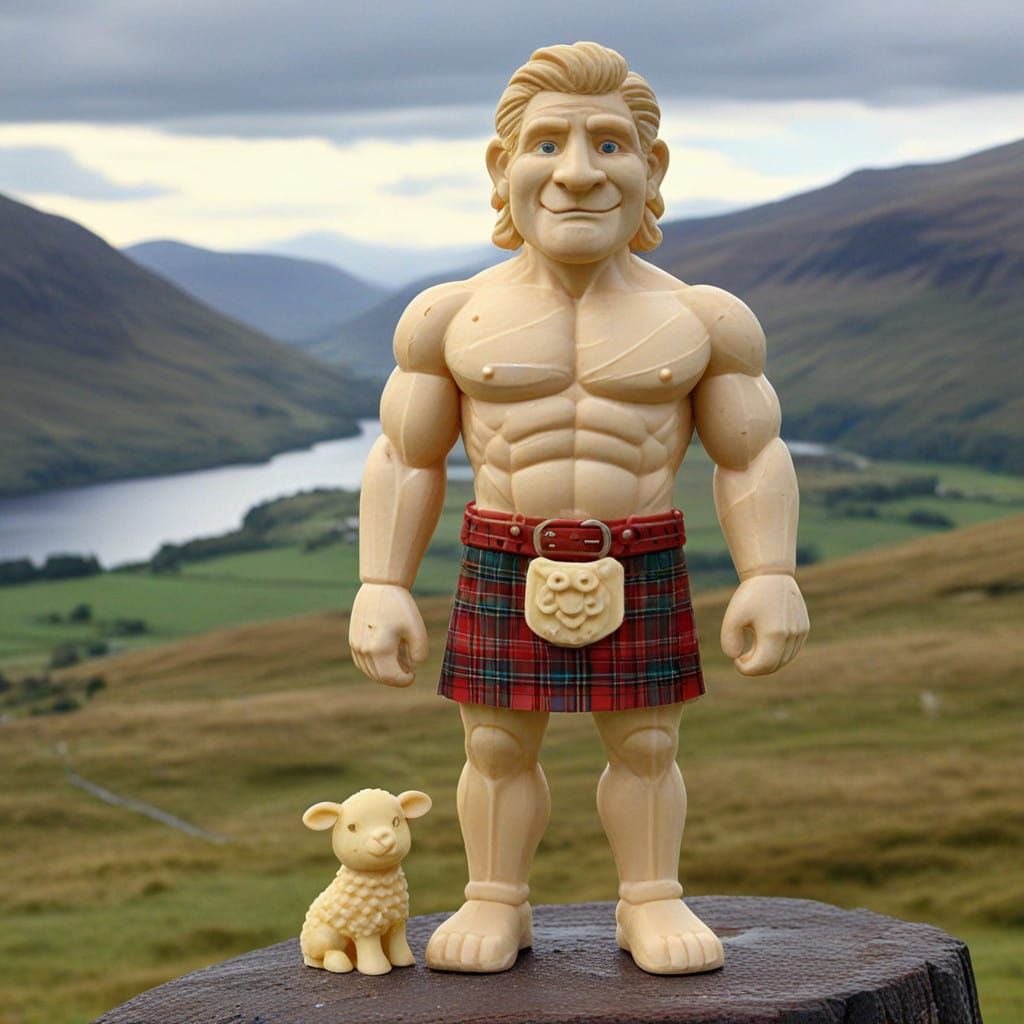 Butter Scotsman in Tartan Plaid Kilt