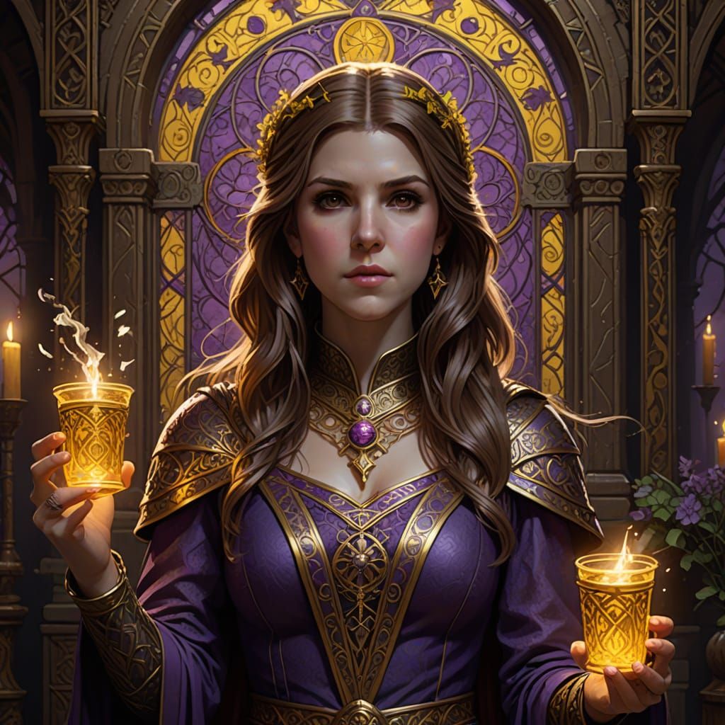 Anna Kendrick Tarot Card in Medieval Fantasy Style