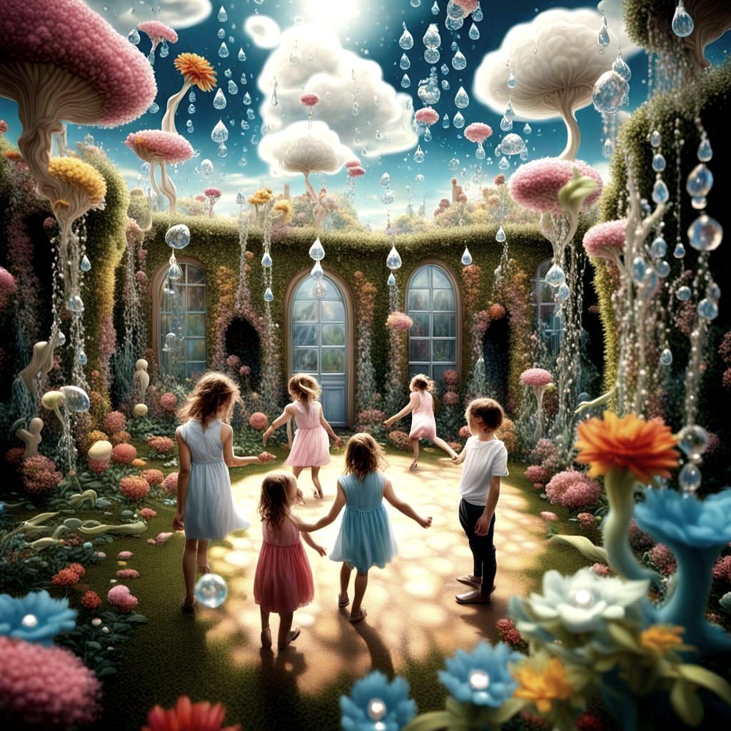 Children's Surreal Garden of Imaginary Friends