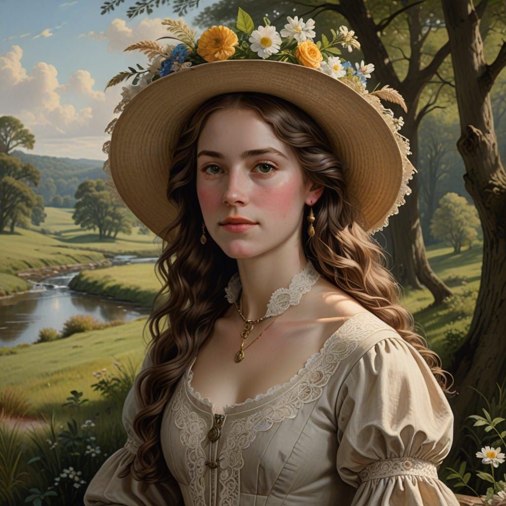 Lady in Neoclassical Dress, 19th Century American Portrait