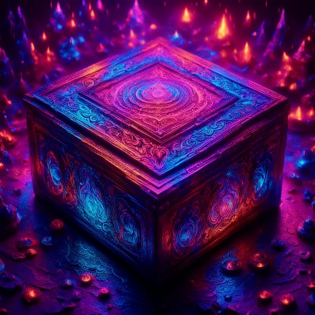 Iridescent Musical Box with Cosmic Blacklight Effect