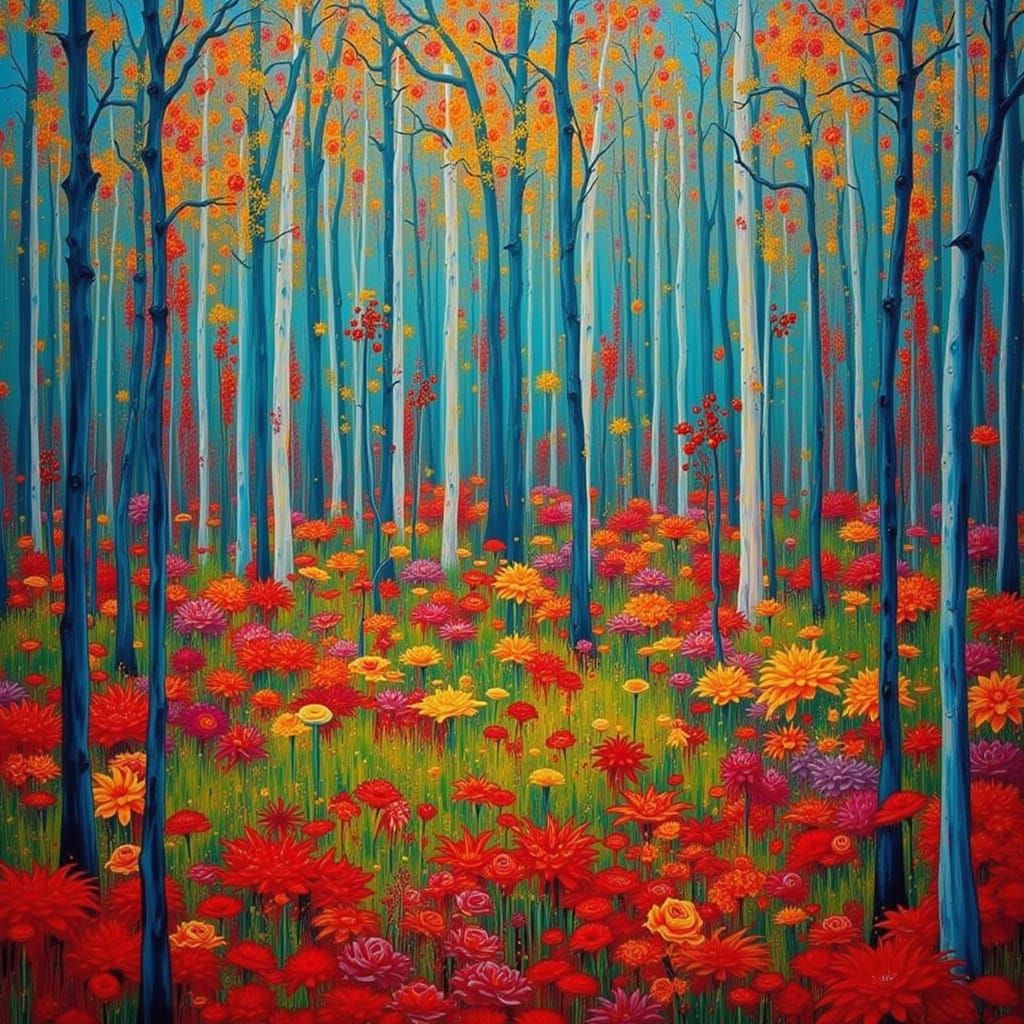 Surreal Dream Forest with Vibrant Flora