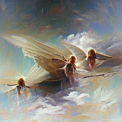 Angelic Figures in Oil Painting Style