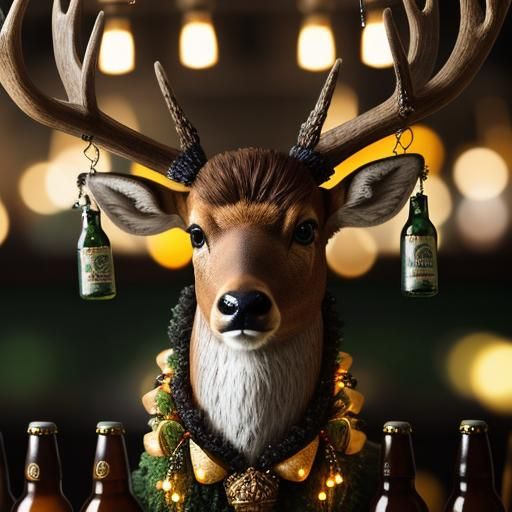 Deer with Beer Bottles: Professional Photography