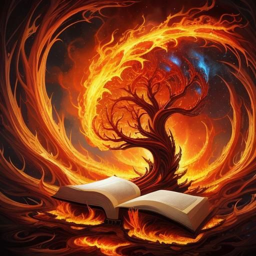 Fiery Tornado Trees: Fantasy 3D Fractal Art