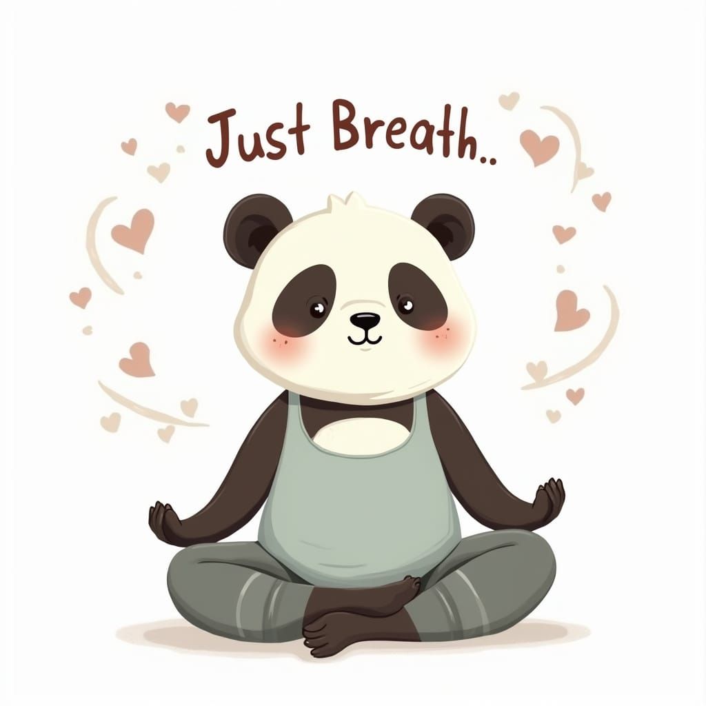 Panda Yoga Cartoon in Whimsical Style