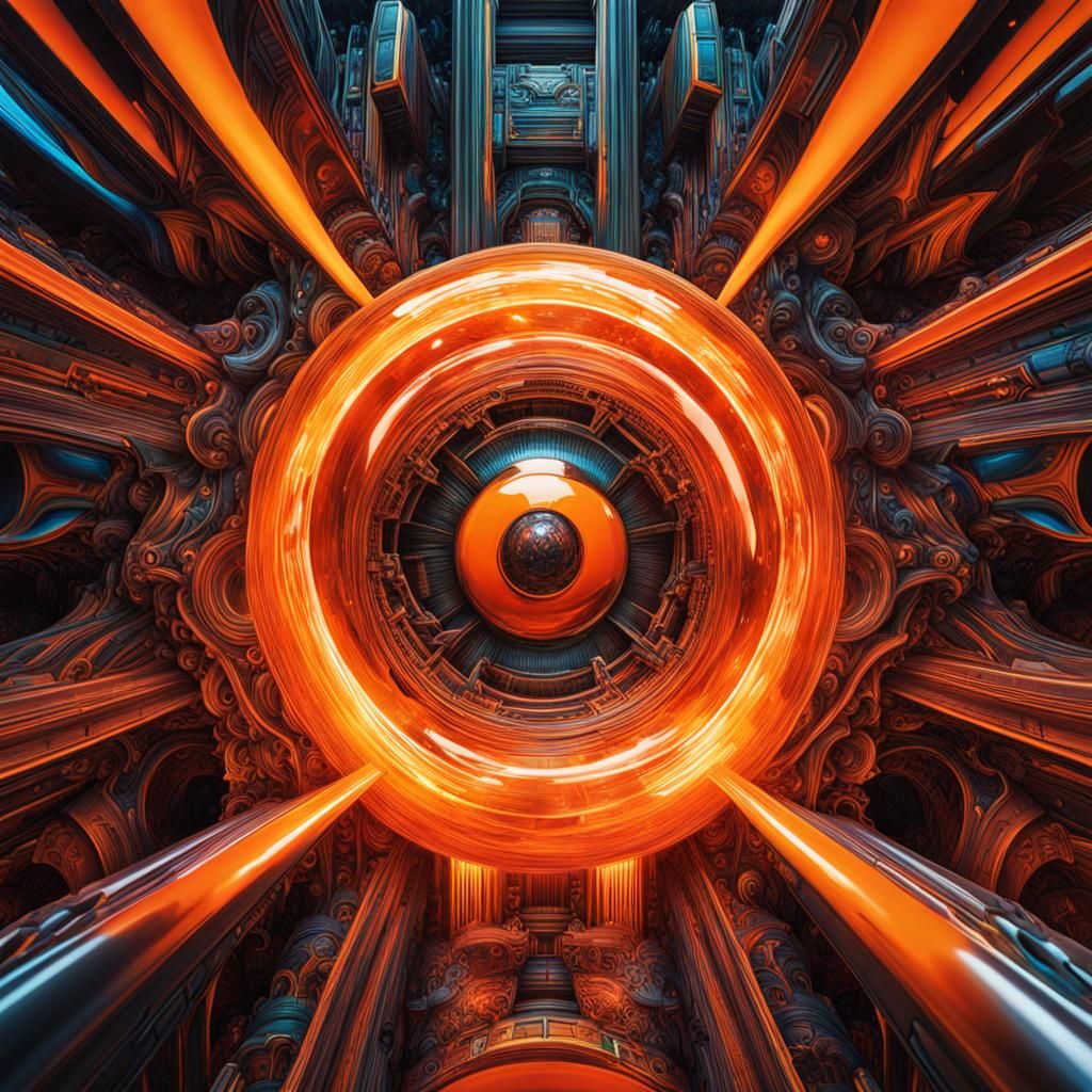 Hyperrealistic Portrait with Cosmic Orange Matrix