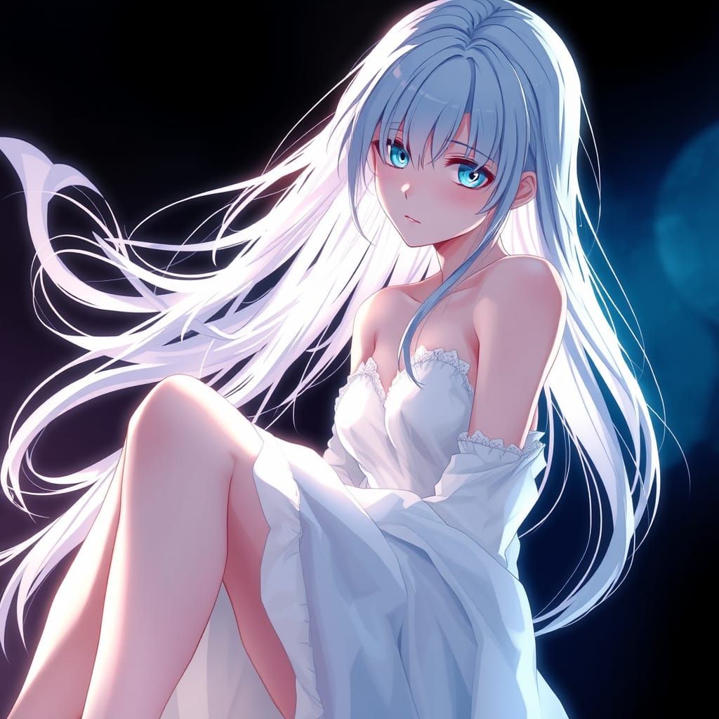 Anime Woman in Shadows: Hyperrealistic 3D Art