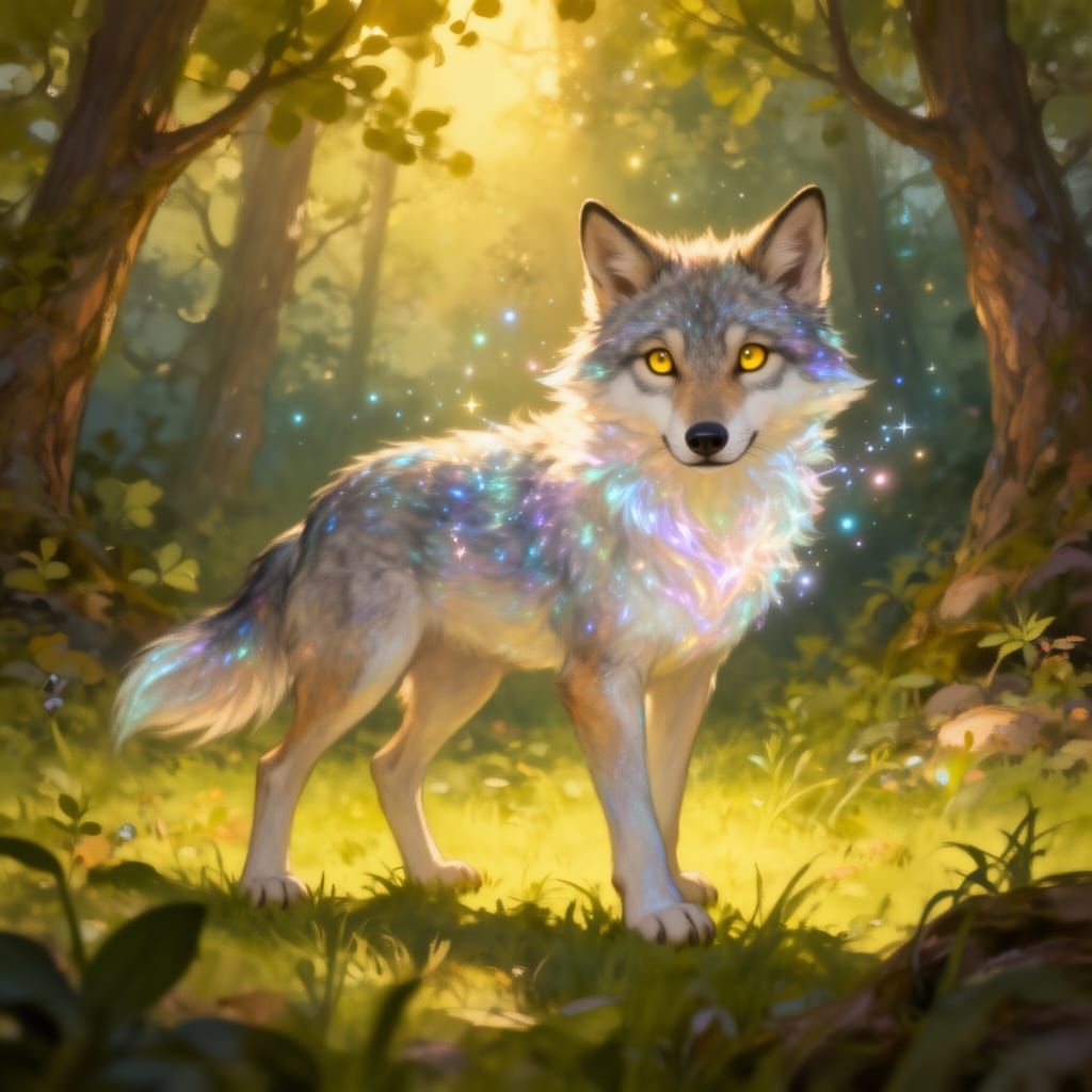 Mystical Wolf in Enchanted Forest