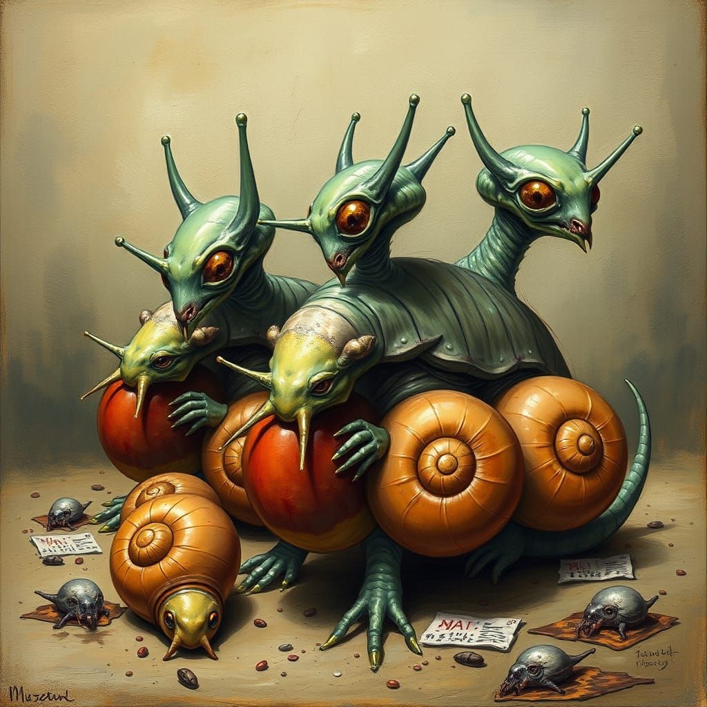 Surreal Alien Market With Exotic Creatures