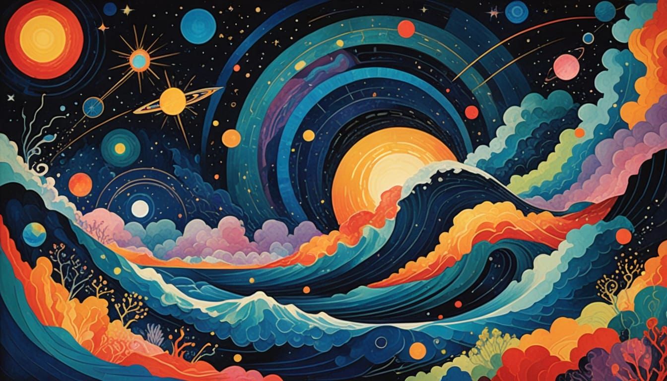 Cosmic Sea Creature of Abstract Concepts in Maximalist Style