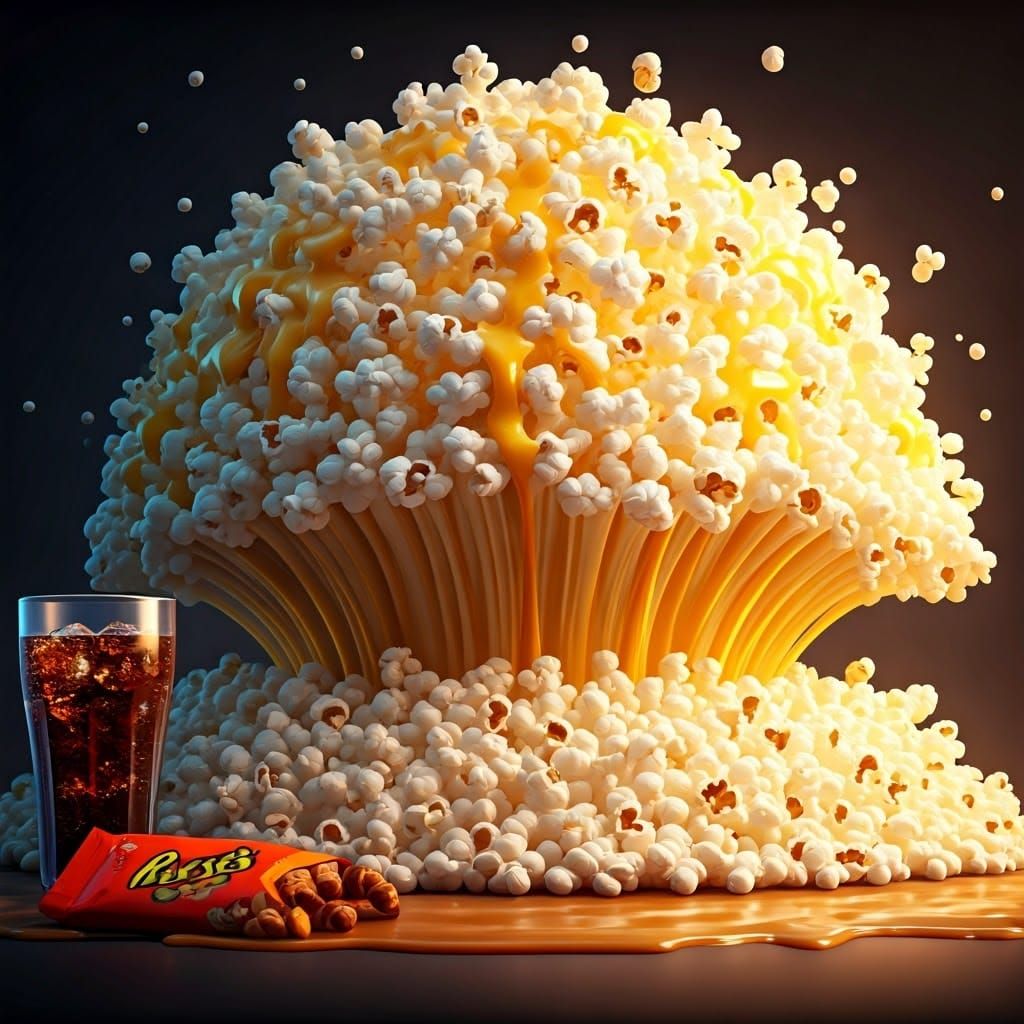 Vibrant Popcorn Explosion in Unreal Engine 5 Style