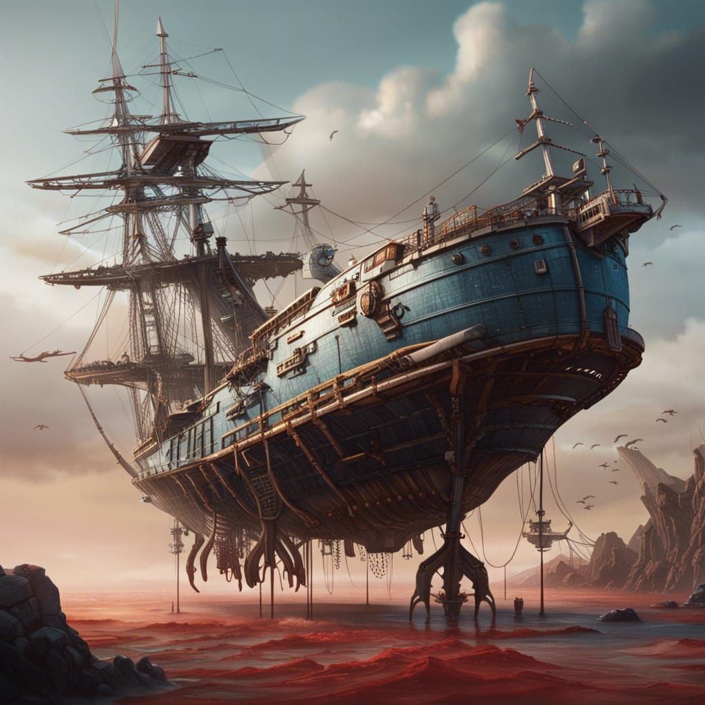 Detailed Matte Painting of Spaceship with Landing Gear