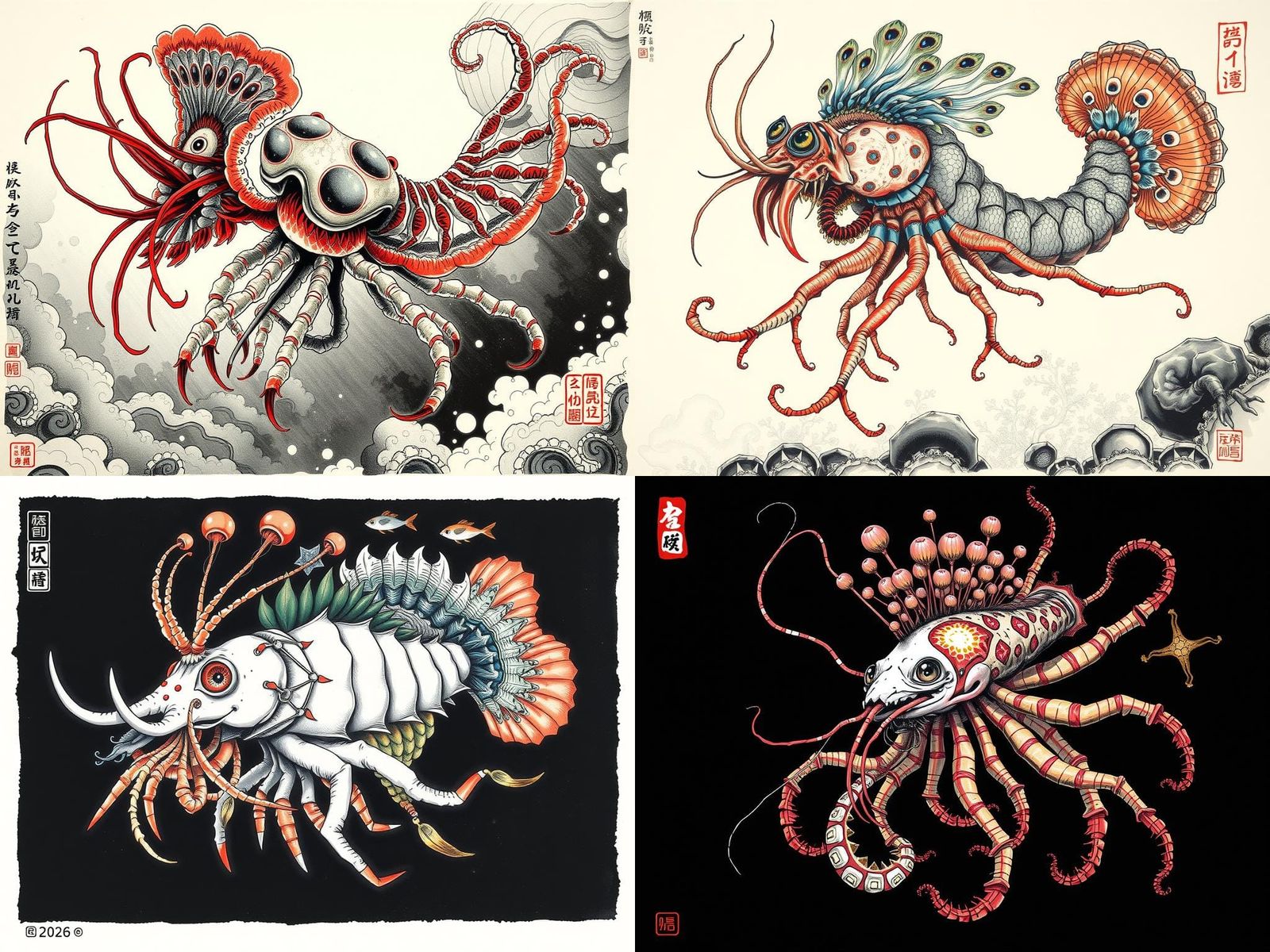 Hybrid Creature in Chinese Ink Painting Style